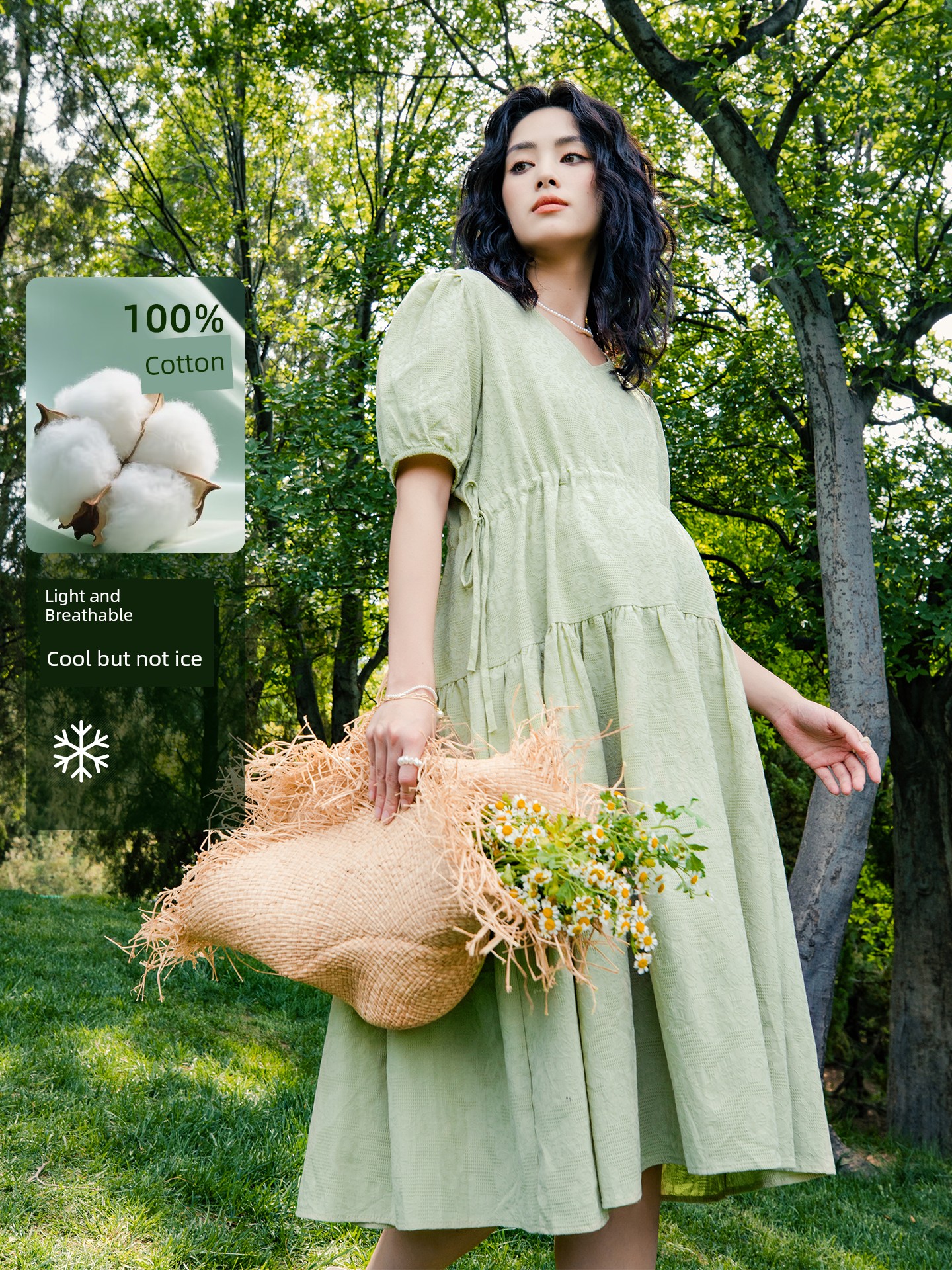 Plus Size Maternity Skirt Summer 2024 New Arrival Summer Dress 100.00Kg Pure Cotton Loose Dress Cool Little Man