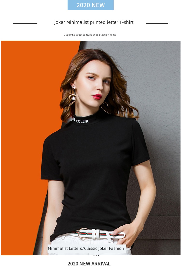 European station Women Self-cultivation Half sleeve Foreign style Small shirt T-shirt