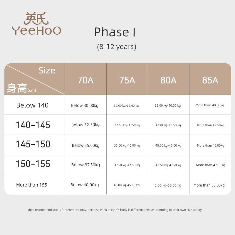 YEEHOO Children's Underwear Development Period Young Adult Bra Girl Wide Shoulder Strap Vest Primary School Students Breathable Tube Top Class A — 1