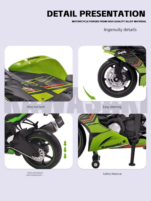 Genuine 1/12 Kawasaki NinjaZX-6R motorcycle model simulation alloy motorcycle figure collection ornaments