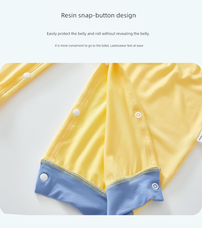 Spring, Summer, Autumn Double Layer Bellyband Boys and Girls One-Piece Pajamas — 10
