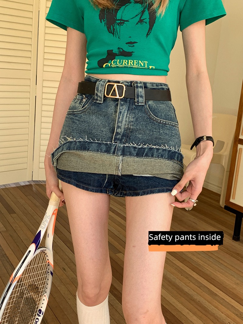 Retro Rough edge 2023 summer cowboy skirt