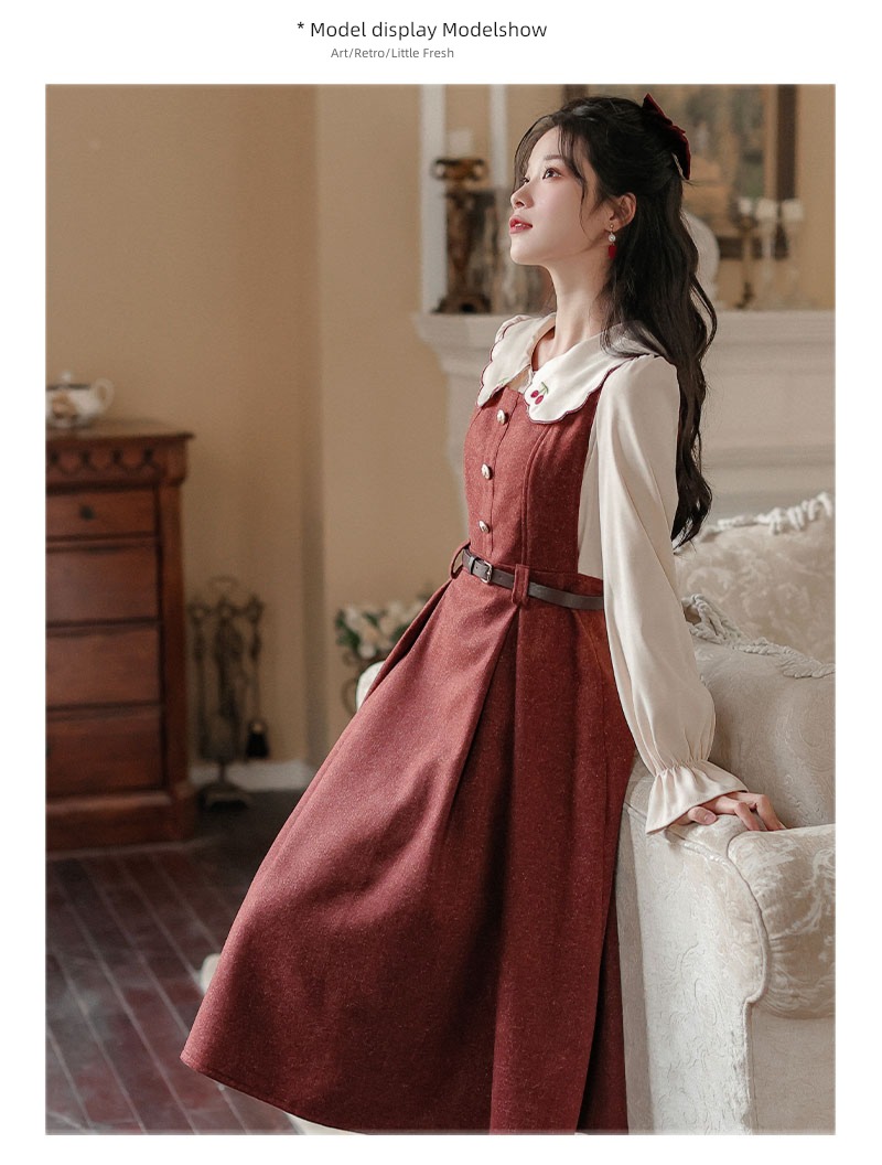 Autumn and winter French Retro Wool Doll Collar straps
