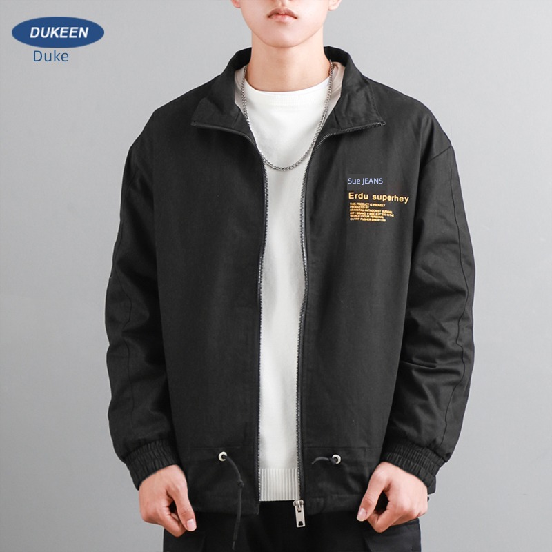 stand collar winter Amekaji black zipper work clothes