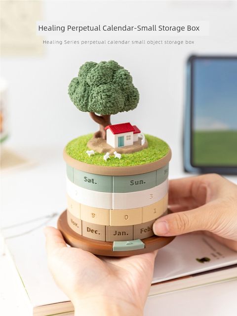 A Ying Micro Landscape Creative Unzipping Calendar Perpetual Calendar Ornament Storage Healing Workstation Decoration Teacher Gift Female