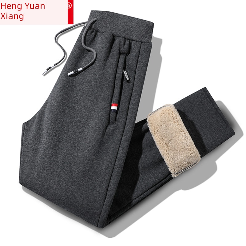 hyz  winter Plush thickening elastic force leisure time sweatpants