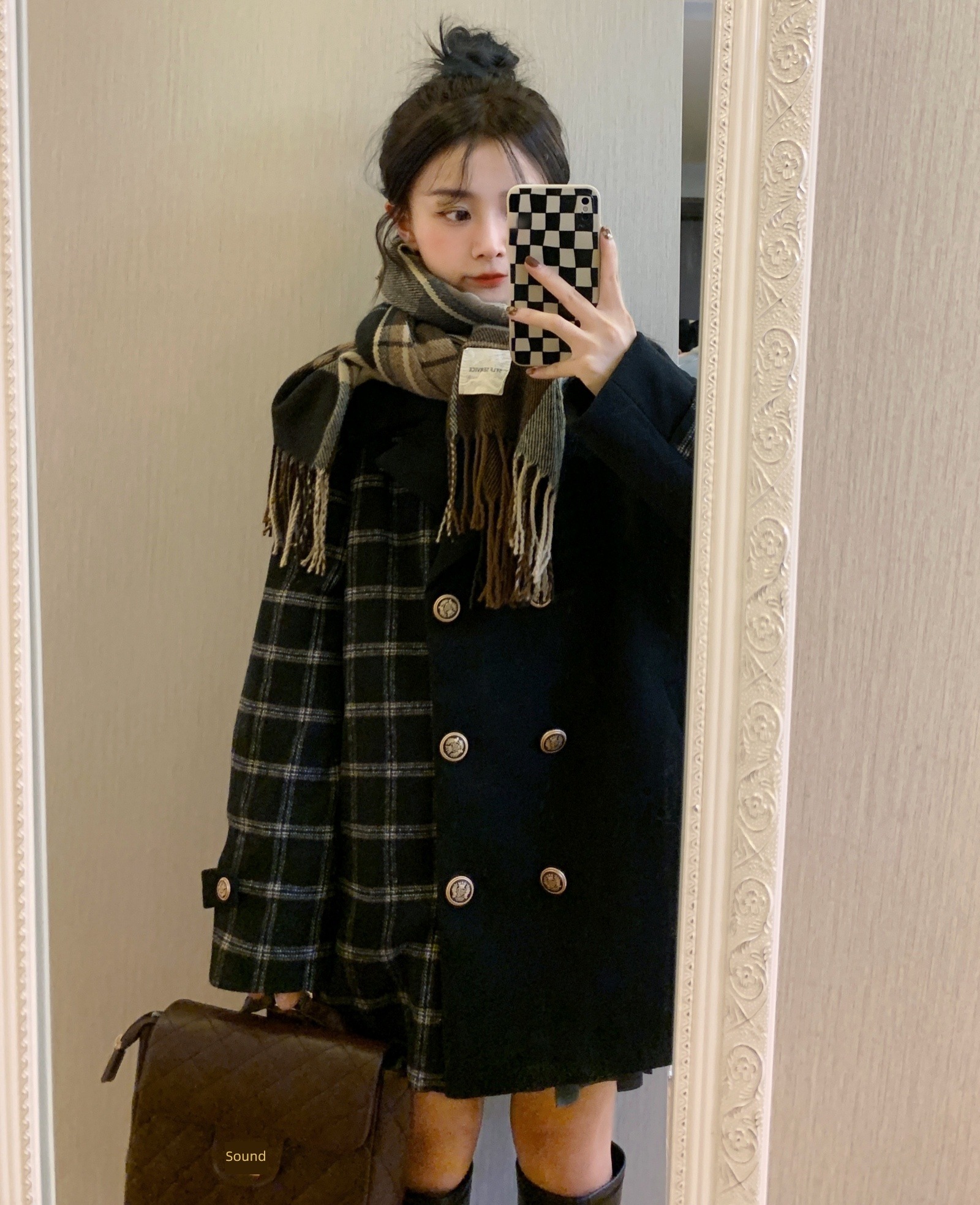 Color matching autumn popular easy Medium and long term woolen overcoat
