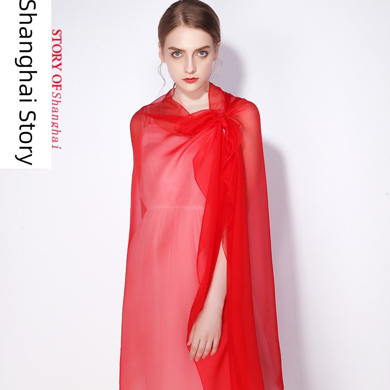 Shanghai Story female The new Chinese Red Shawl Big silk scarf
