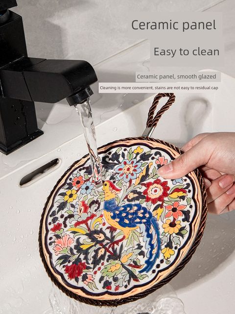 Retro heat insulation pad high temperature resistant casserole anti-scalding pads enamel pot cushions ceramic new Chinese dining table anti-slip dining plate pads