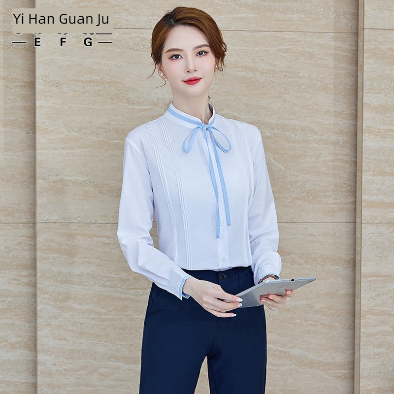 Long sleeve Autumn and winter The Sales Department Reception temperament white shirt