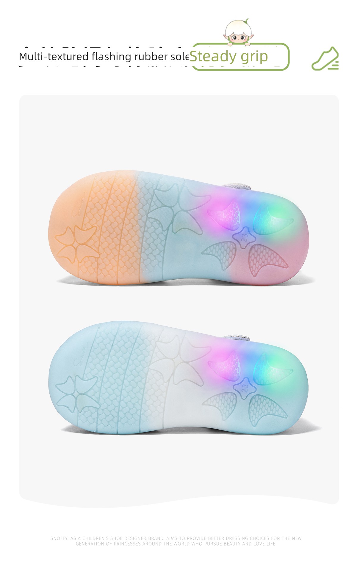 Flashing Light Shoes | Snuffy Girls' Sandals Summer New Style Children's Soft Sole Non-Slip Princess Baby Closed-Toe Sandals — 16