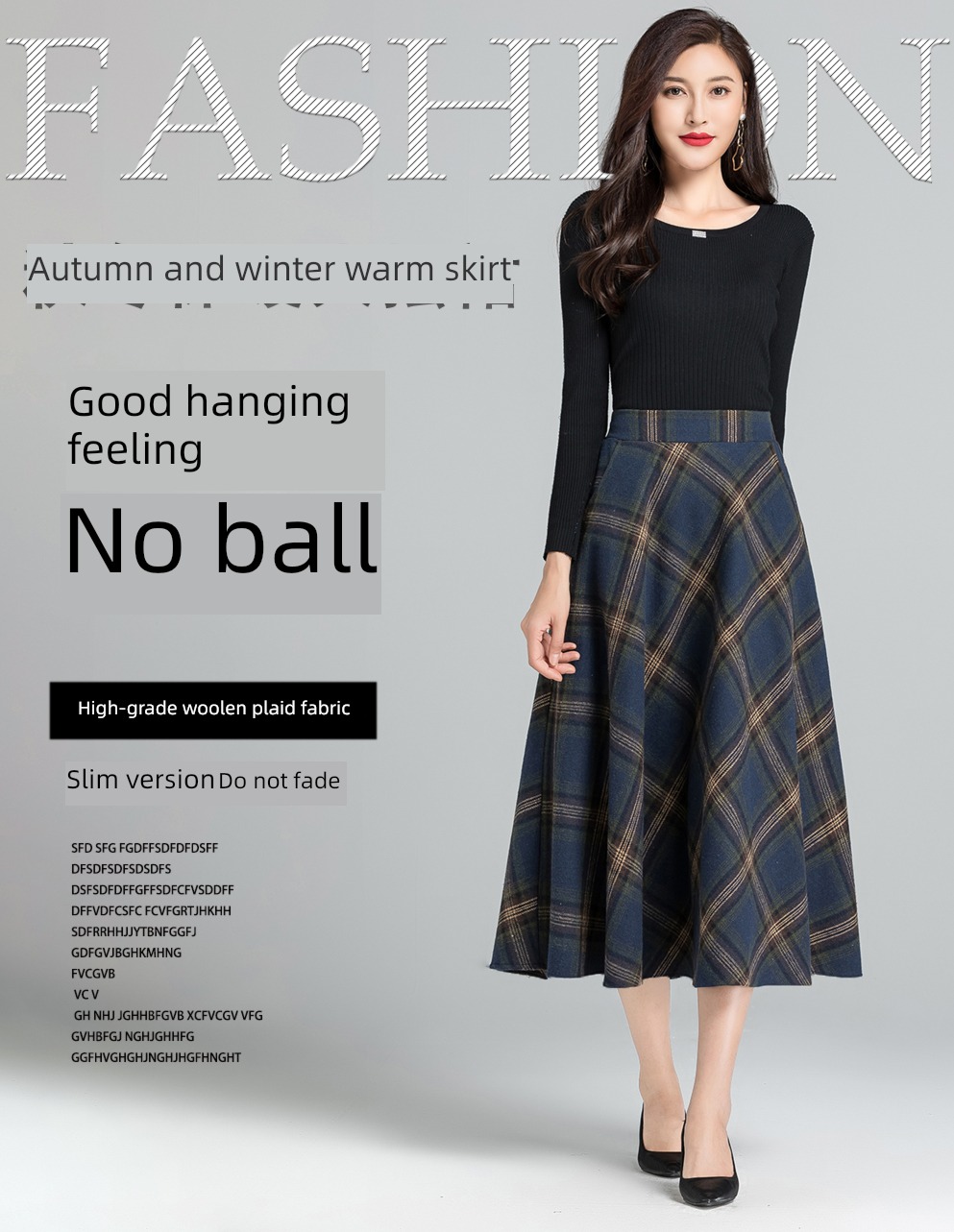 fashion thickening pocket Elastic waist Pleat A-line skirt