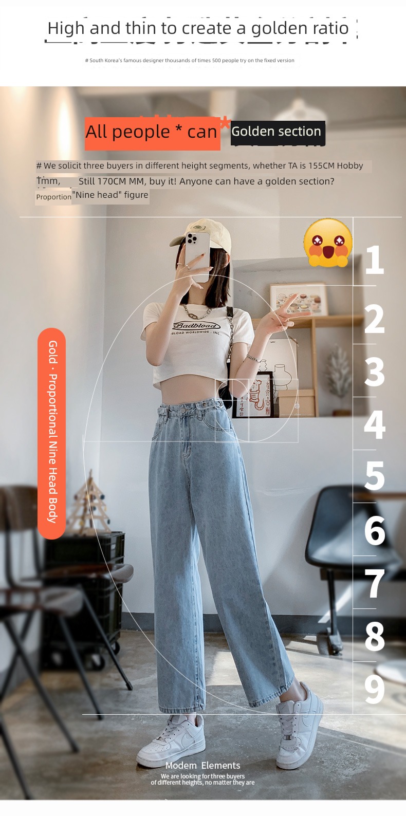 summer Thin money High waist easy little chap Nine points Jeans