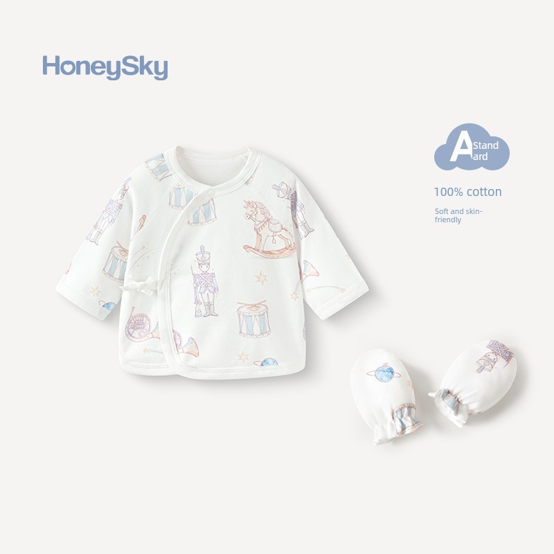 Hani Sky Newborn Baby Half-Back Shirt Spring and Autumn Size 52 Clothes for 0-3 Months Old Baby Top Monk-Style Outfit — 5