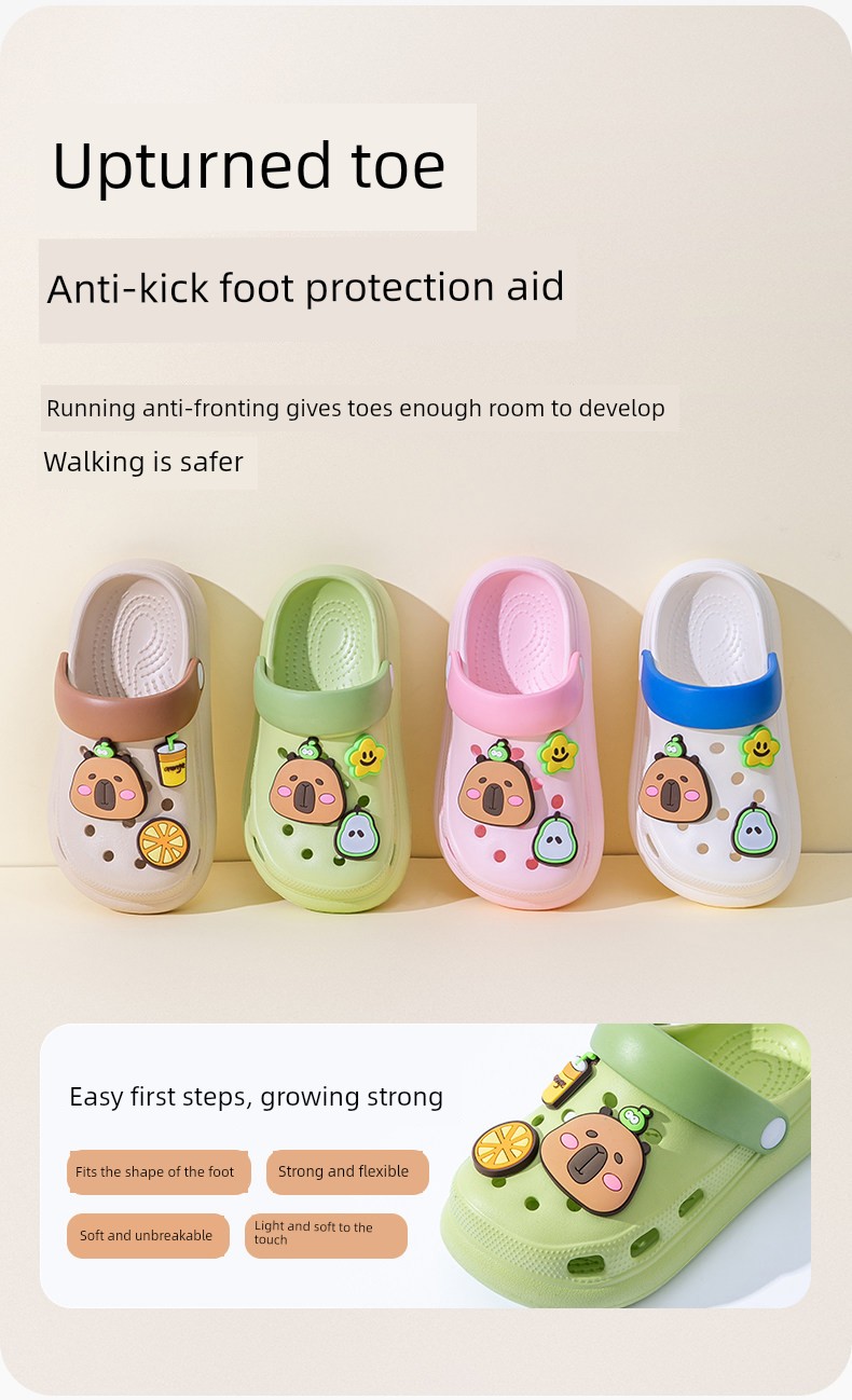 Pig Daddy Capibara Children's Summer Slippers for Boys, Non-Slip Home Sandals for Older Children, Beach Clogs for Girls — 9