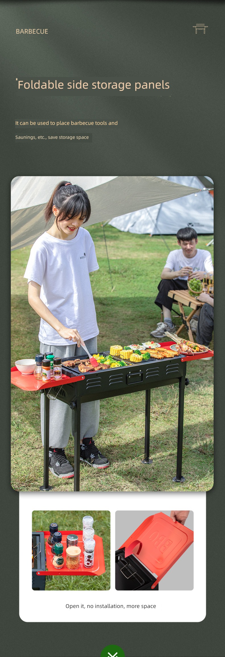 bbq Portable camping charcoal courtyard 5 people Grill