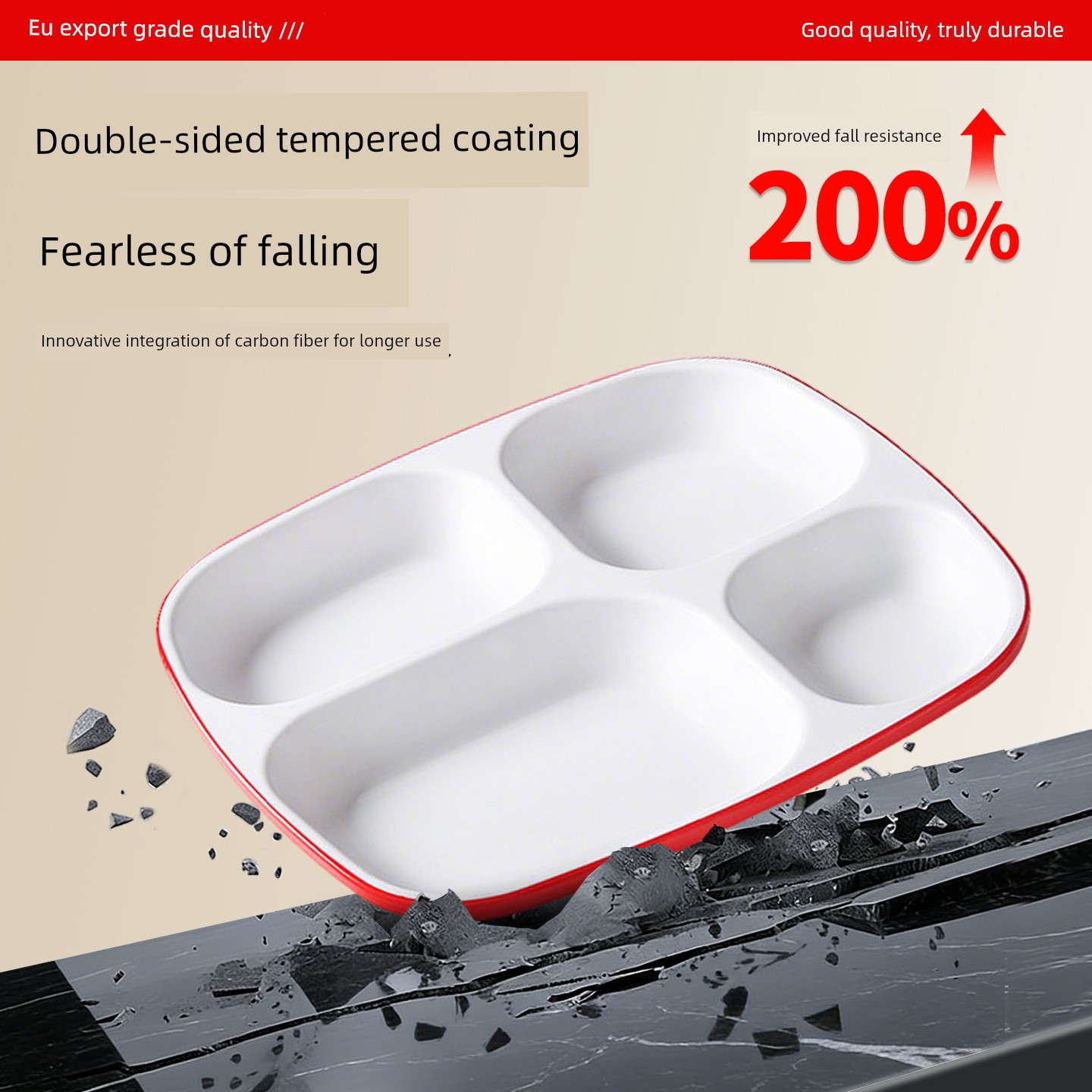 A8 Melamine Divided Plate for School Restaurants and Canteens, Commercial Tableware, Self-Service Meal Four-Compartment Plate