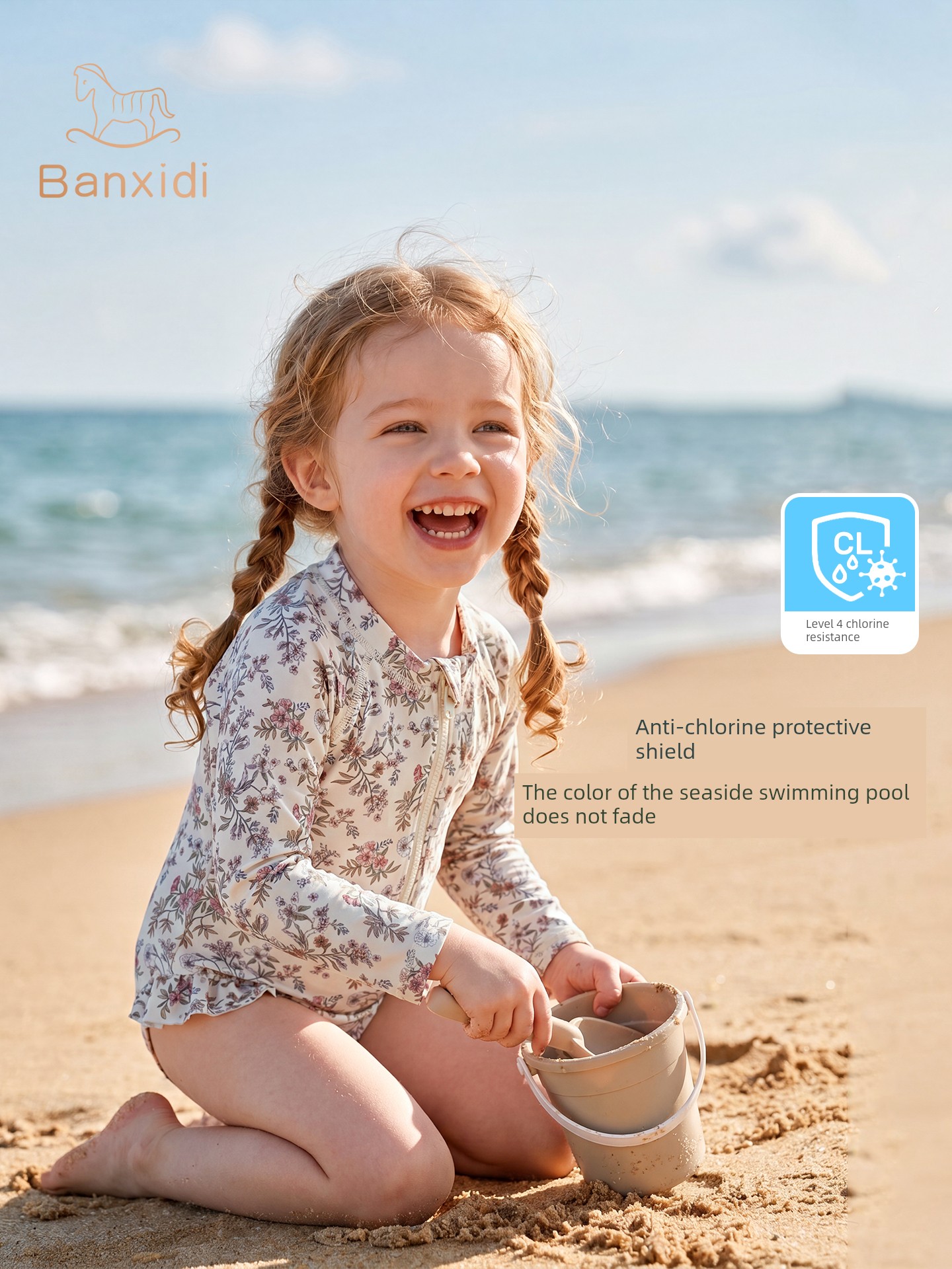 Banxidi Girls' Sun Protection Swimsuit 2026 New Baby Cartoon One-Piece Long-Sleeved Swimsuit Kidsren's Princess Swimsuit — 2