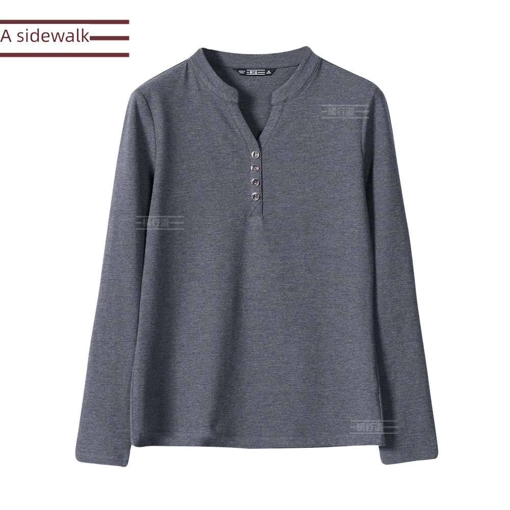 modal  middle age mom Long sleeve T-shirt stand collar jacket