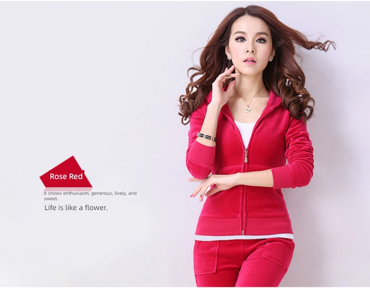 Gold wire velvet Athletic Wear suit female spring and autumn 2022 new pattern Fashion temperament Self-cultivation Big size Two Show thin tide