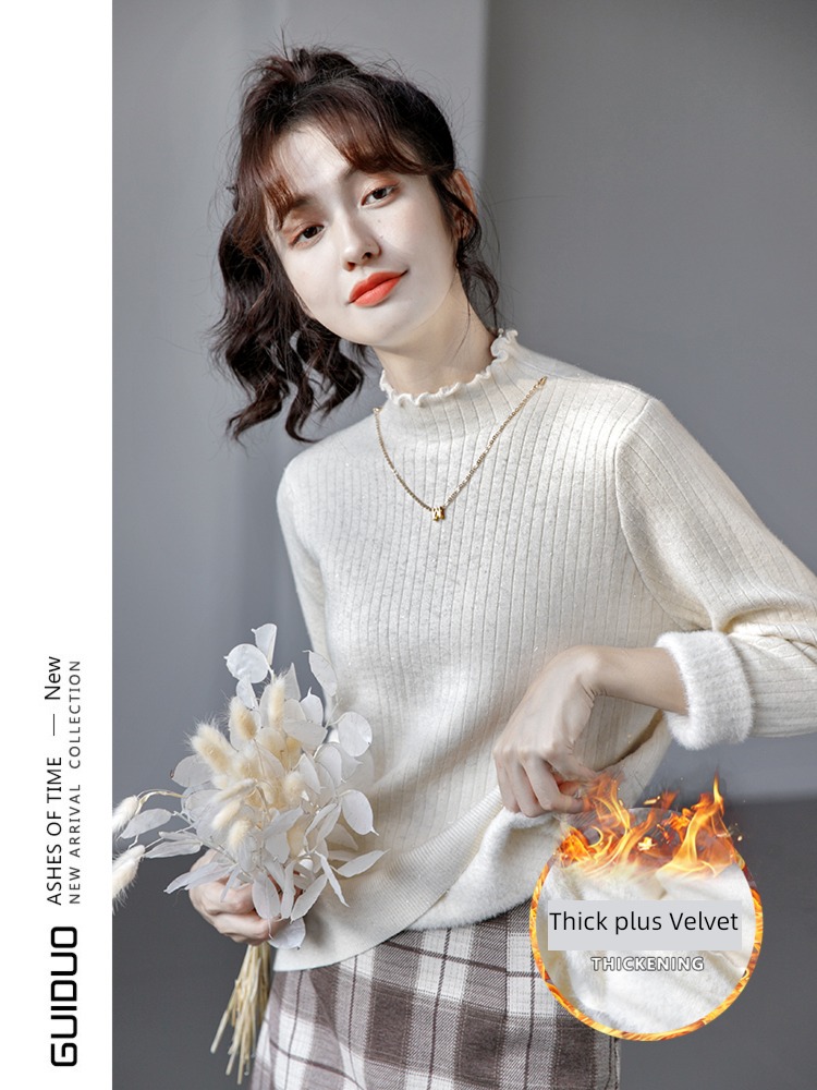 Half high collar one cardigan winter thickening Undershirt