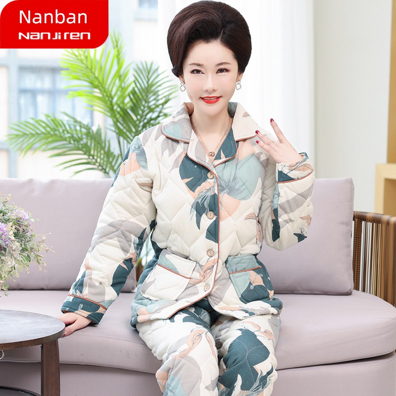 three layers middle age mom Plus Size mother-in-law Cotton padded jacket
