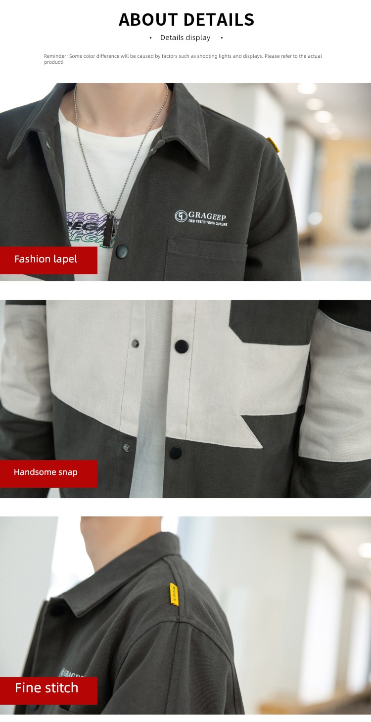 tide Spring and Autumn easy Lapel Splicing Coat loose coat