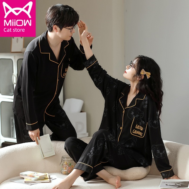 MiiOW  pure cotton Male and female Cardigan lovers pajamas