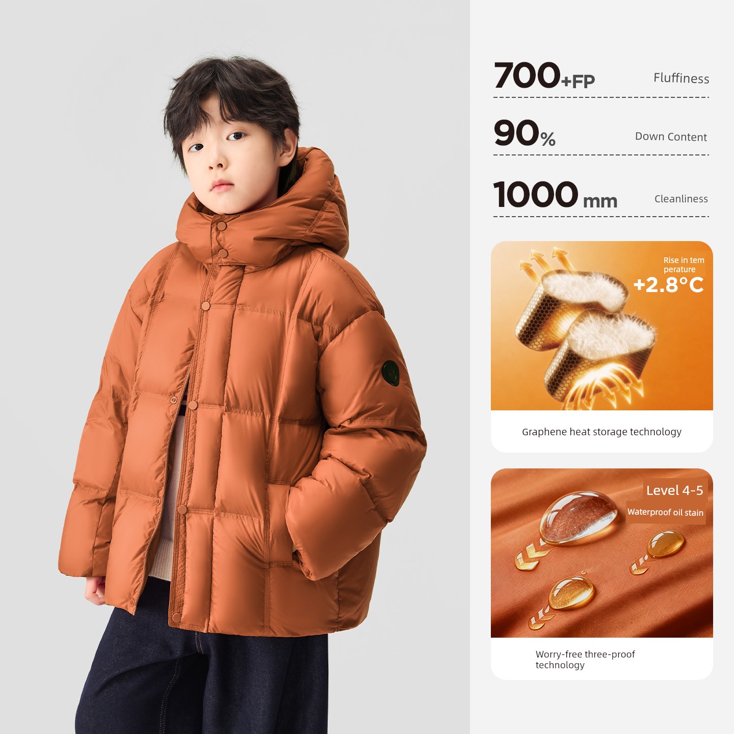 Zuoxi Children's Clothing Boys' down Jacket Winter Warm 2026 New Model Kids' Triple-Protection Thermal Storage Puffer Jacket for Older Children — 7