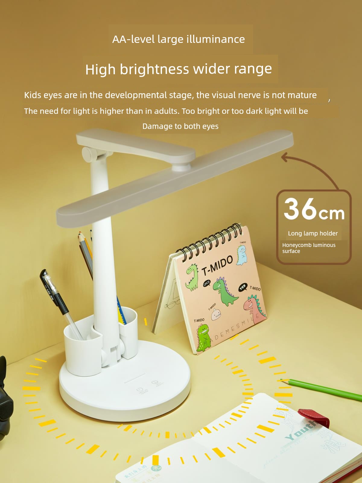 New Aaaa-Grade Desk Lamp for Eye Protection, Foldable, Suitable for Children and Students for Reading and Studying, Bedside Lamp for Primary School Students