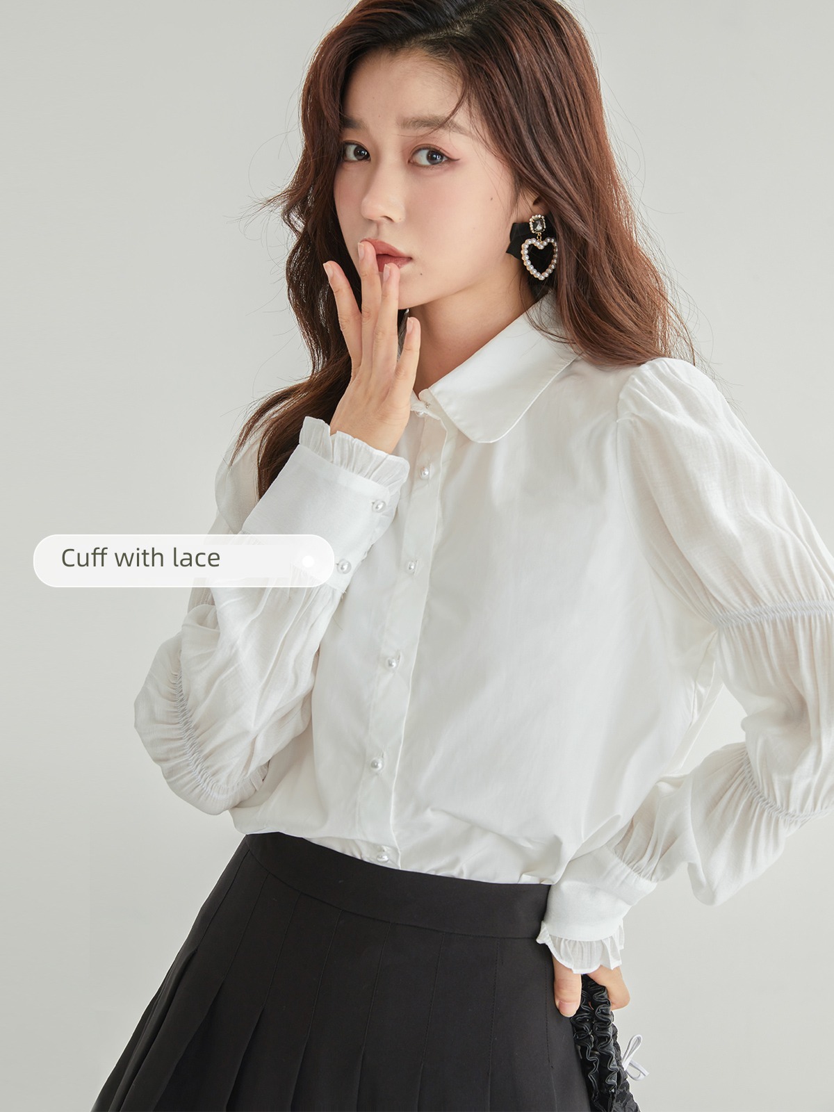 Fan rabbit Chiffon Small shirt French Long sleeve Early autumn clothes
