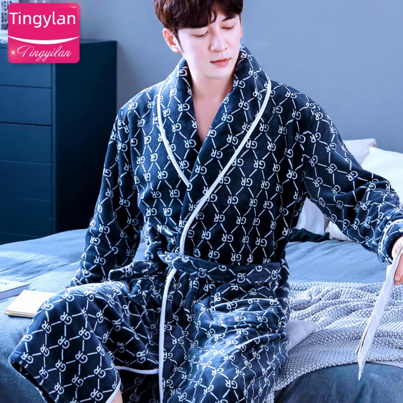 leisure time male thickening Coral velvet Spring, autumn and winter Bath towel robe