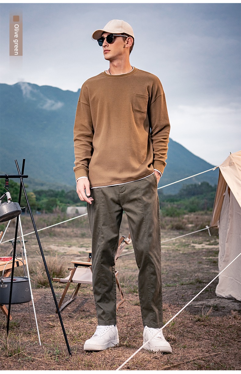 Concave convex Ying julun Texture sense Wolfgang Long sleeve T-shirt