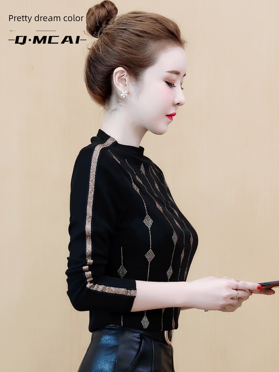 thickening Autumn and winter Half high collar Put on your clothes T-shirt Gauze