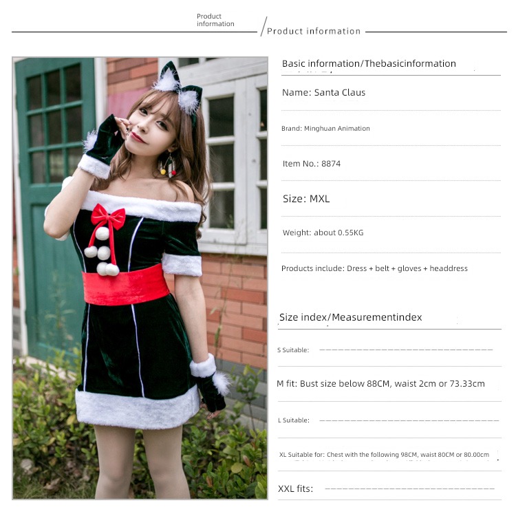 Christmas clothing adult ma'am Clothes & Accessories Christmas Dress festival party Dress up Santa Claus suit Stage outfit