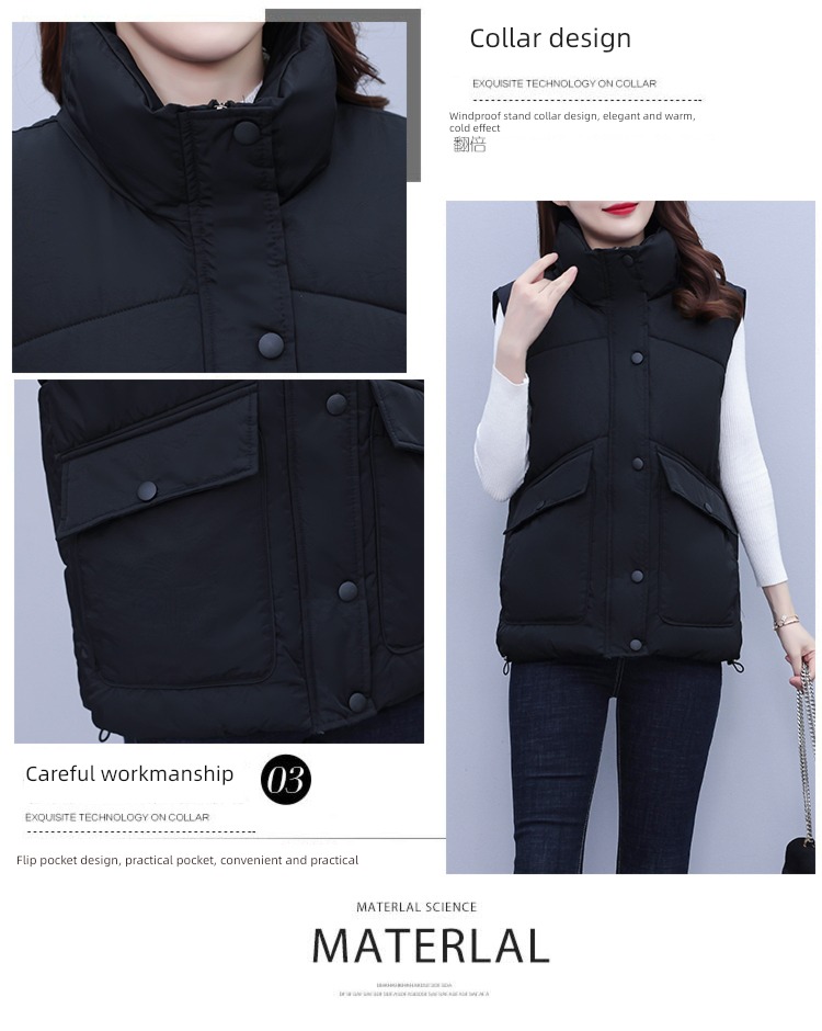 stand collar fashionable Sleeveless waistcoat have cash less than that is registered in the accounts Down cotton Vest