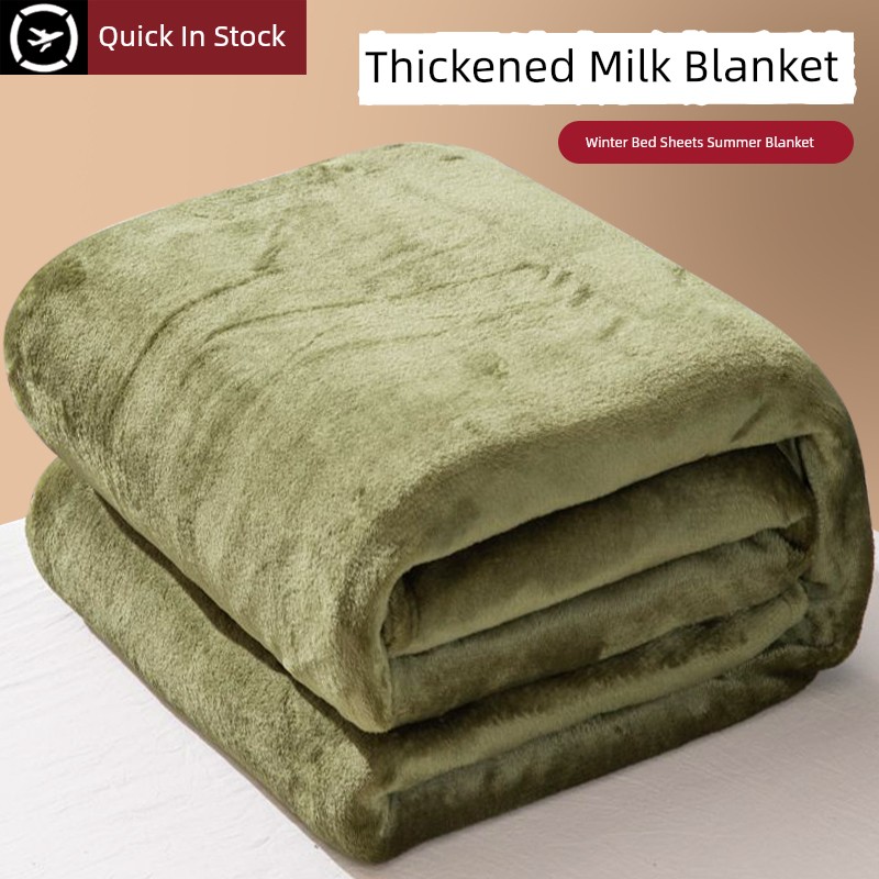 Milk Velvet Blanket Bed Sheets Thickened Winter Coral Flannel Cover Blanket Office Nap Blanket Bed Fleece-lined