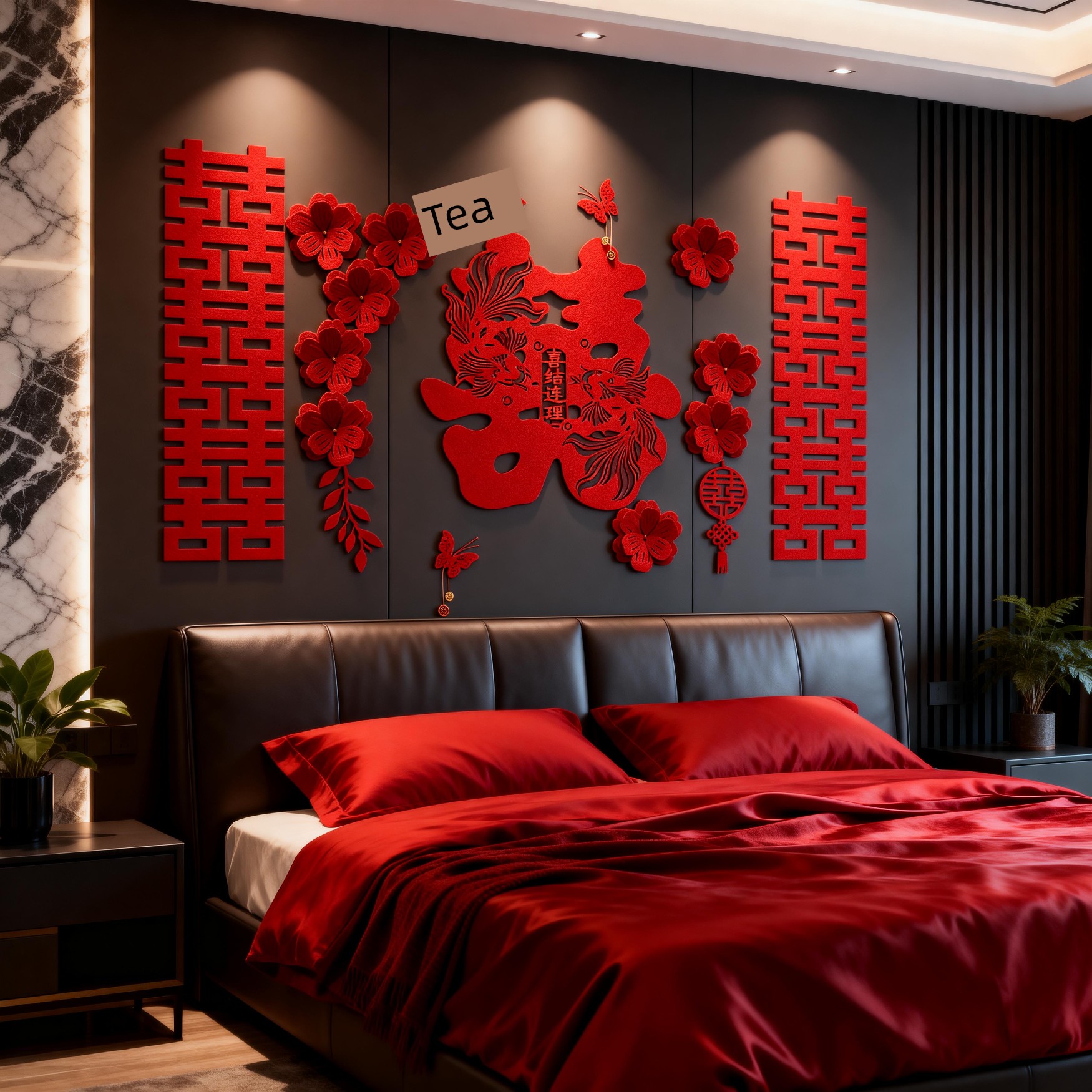 Wedding Room Decoration for the Bride's Bedroom, Special for Weddings, New House Living Room Sofa Background Wall, Large Double Happiness Character Decoration, Simple and Elegant