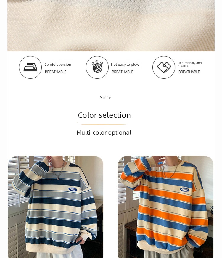 Spring and Autumn schoolboy stripe leisure time trend Long sleeve Sweater
