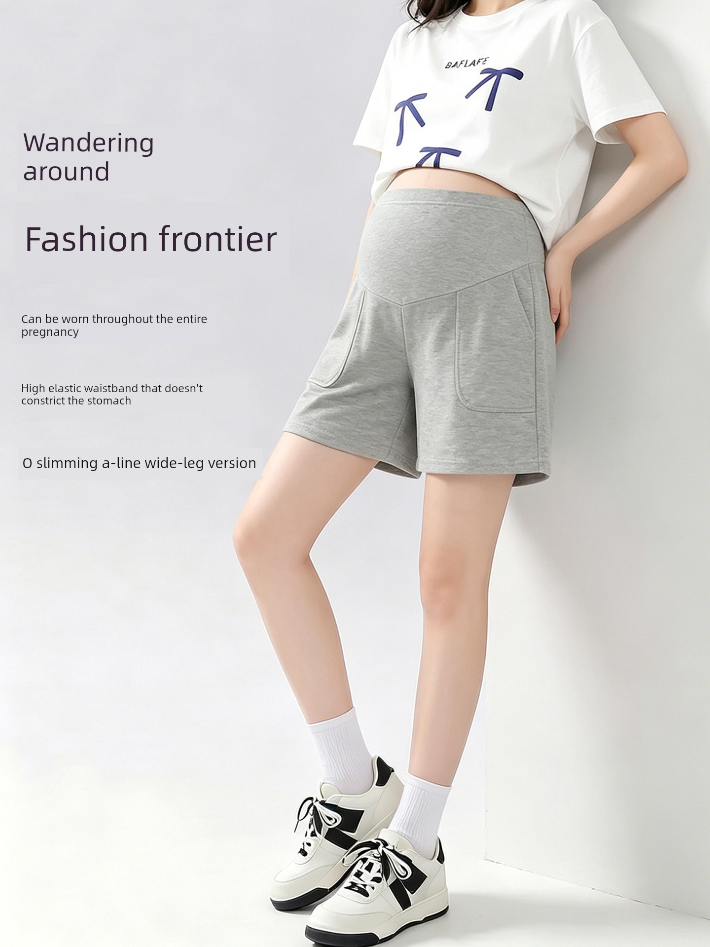 Jq Jingqi Maternity Shorts for Summer 2026 New Thin Style Five-Point Pants, Non-Tightening on the Belly during Pregnancy, Maternity Wear — 3