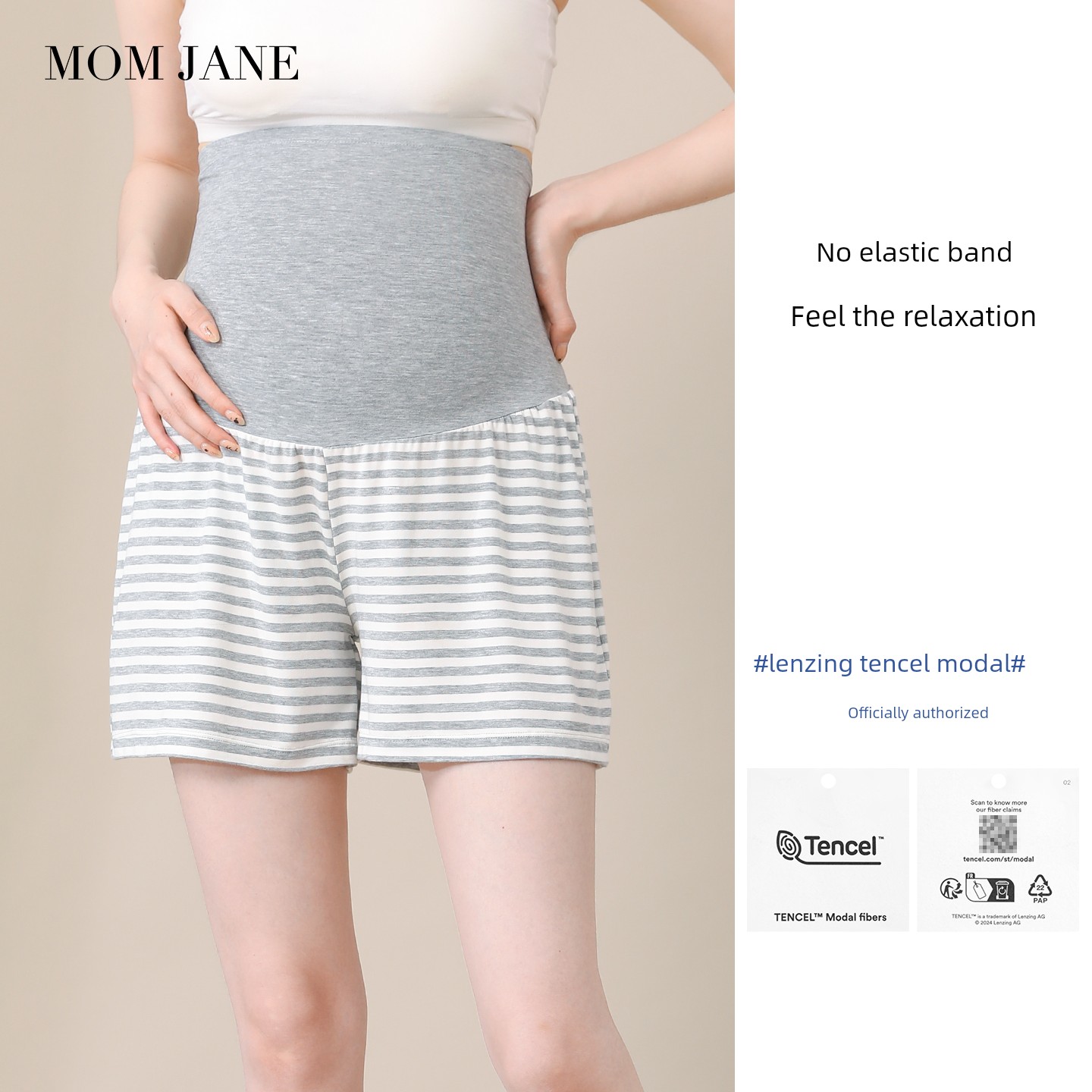 Fashion Tape Thin Modal Plus Size Shorts for Pregnant Women — 8