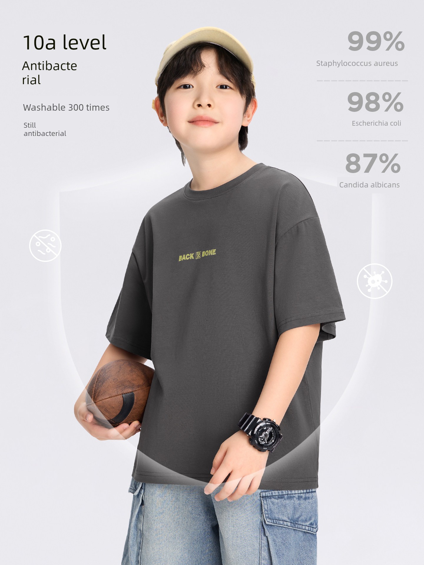 Zuoxi Children's Clothing Boys' Short-Sleeve T-Shirt Children's Cool Summer Wear 2026 New Model Boys' Large Children's Class a Antibacterial Top Trendy — 4