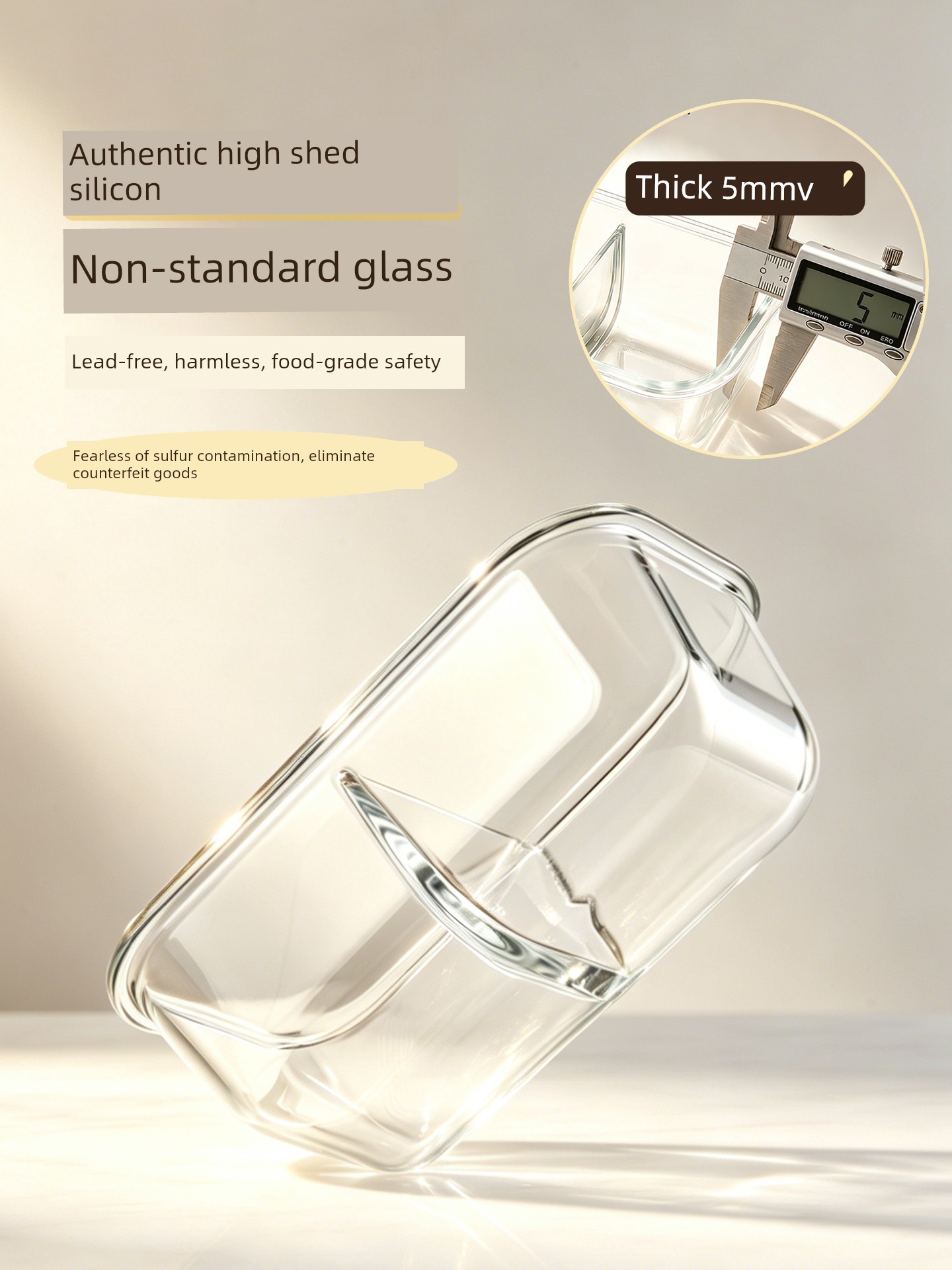 Little Bear Glass Lunch Box Microwaveable Lunch Box Bento Box Fresh-Keeping Box for Office Workers and Students with Compartments for Bringing Meals and Fruits