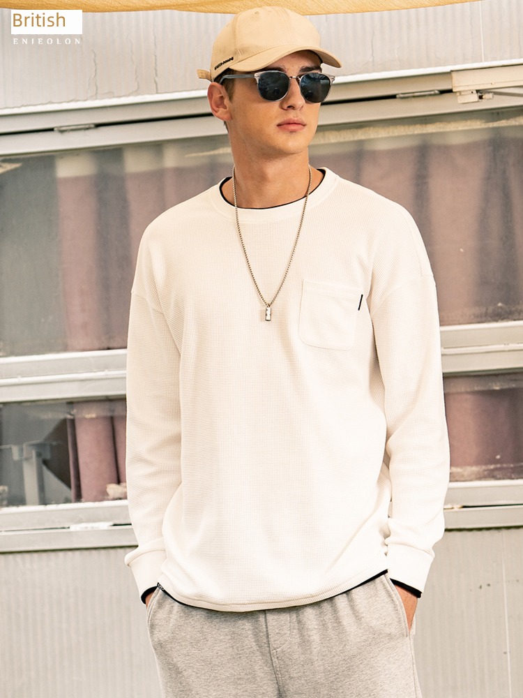 Concave convex Ying julun Texture sense Wolfgang Long sleeve T-shirt