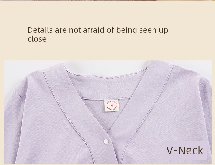 Postpartum Clothing, Summer Pure Cotton Thin Style, Sweat-Absorbent, Postpartum, with Breast Pads, Maternity Pajamas, Short-Sleeved, Breastfeeding — 15