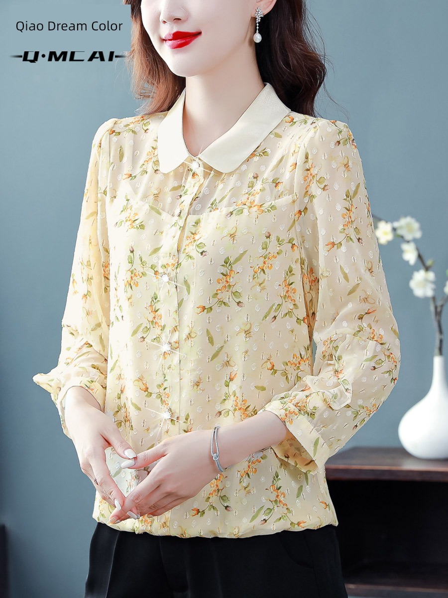 Broken flower jacket Advanced sense unique Well done! Chiffon shirt