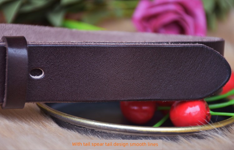 Denim Brass Buckle Women's Vintage Ornament Leather Belt_voghion.com