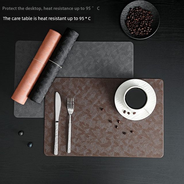 Waterproof and oil-proof Nordic Western place mat rounded corner leather bowl mat home American heat insulation mat hotel light luxury western food plate mat