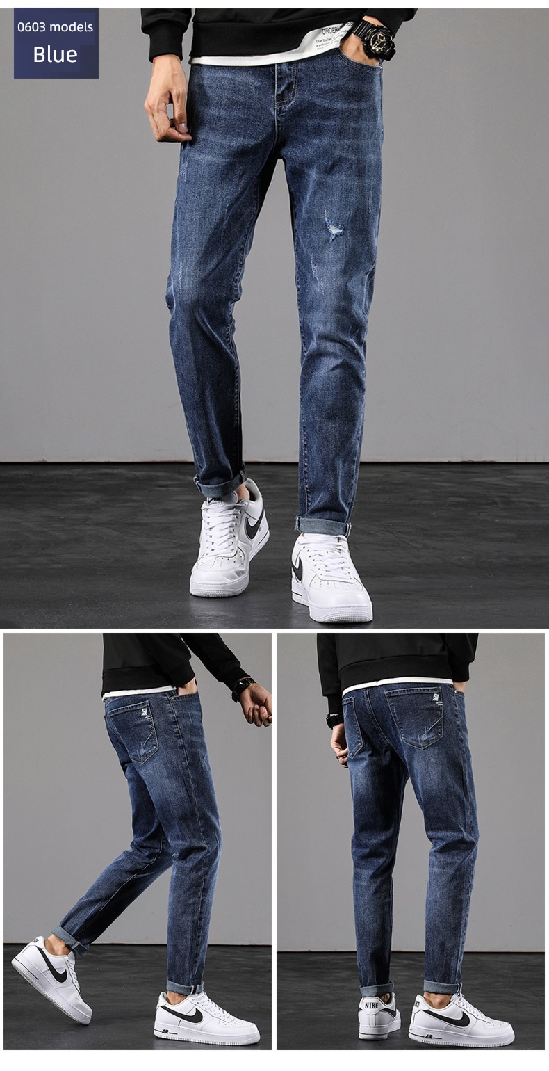 Romon Straight cylinder Self-cultivation autumn Korean version trend Jeans