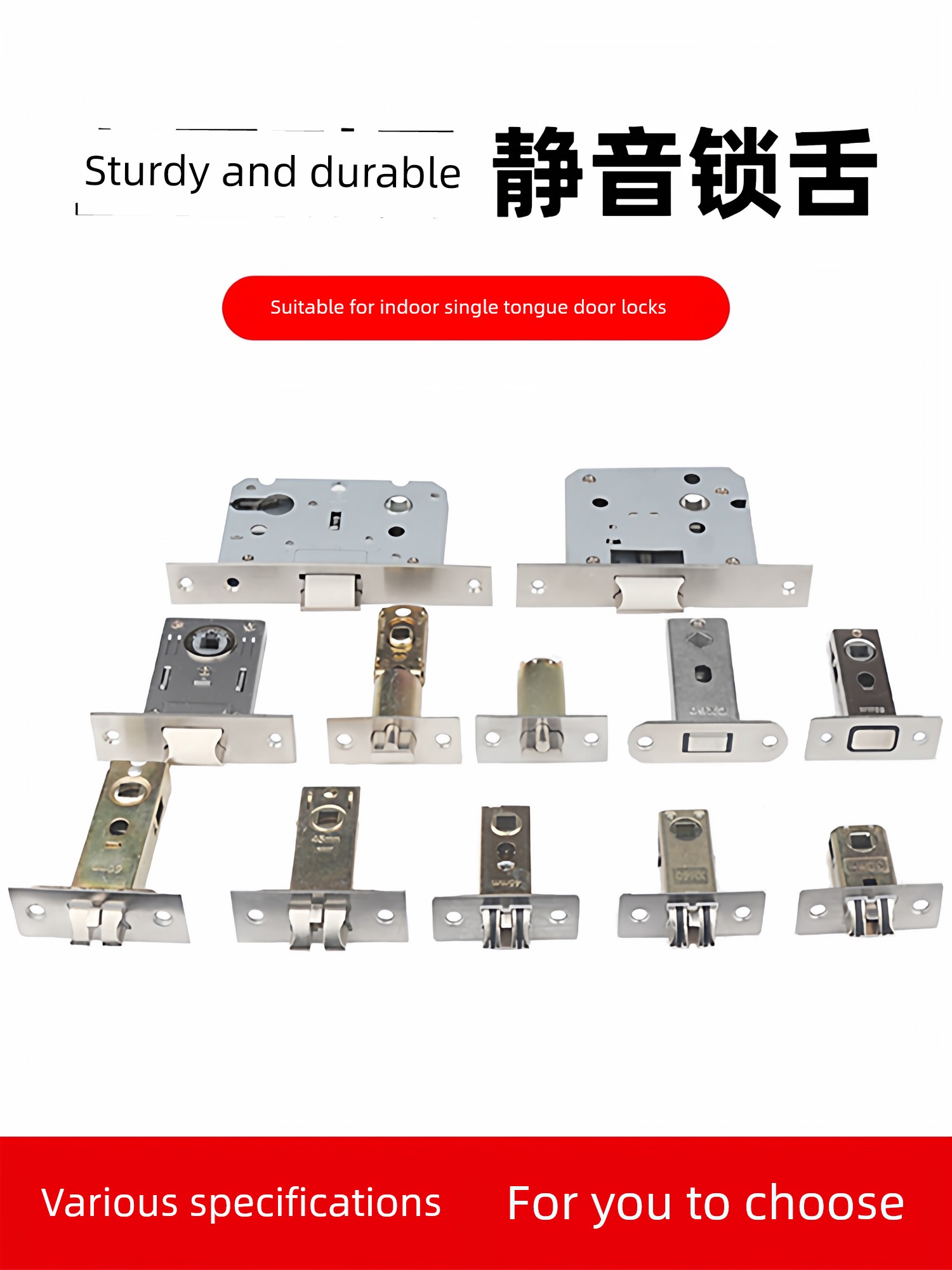 Bathroom Bolt Door Lock Body Single Tongue For Home Door Bedroom and Toilet Shower Door Lock Cylinder Indoor Wooden Door Lock